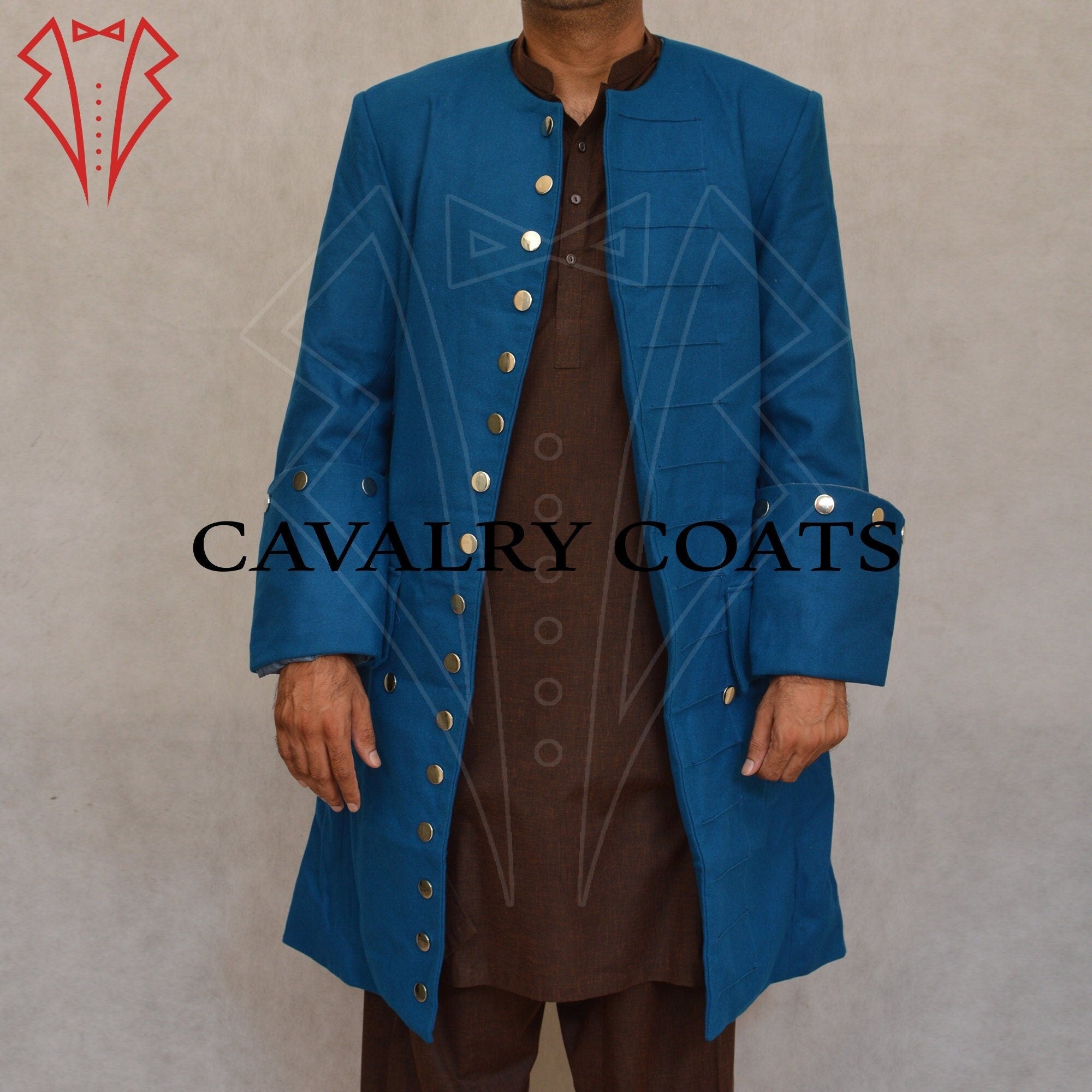 18th Century Military Riding Coat – Blue Wool Cavalry Frock Coat ...