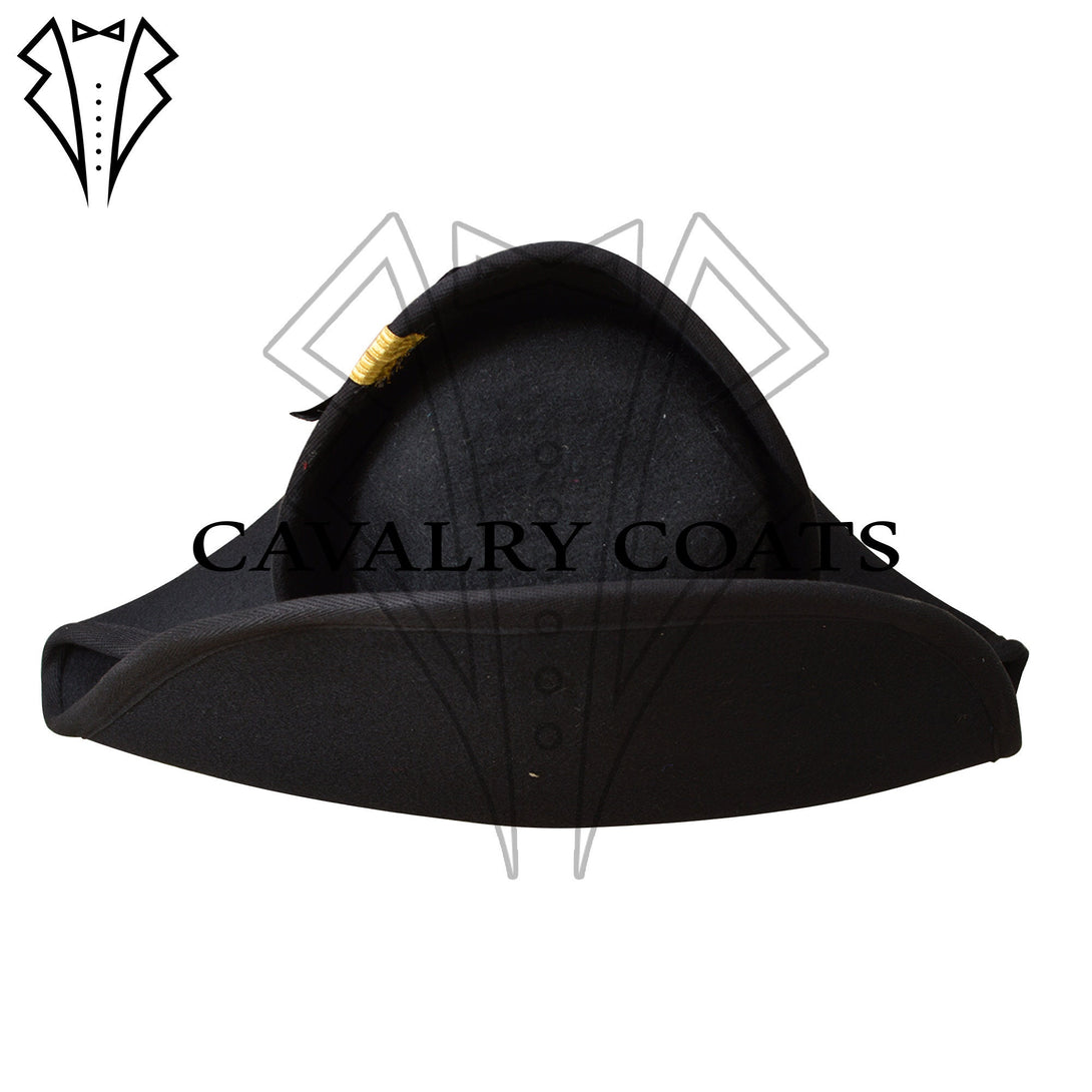 Historical admiral bicorn hat with elegant gold trim