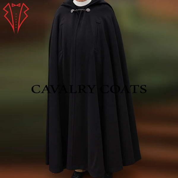 Navy blue wool priest clergy cloak Christmas vestment full-length liturgical garment.