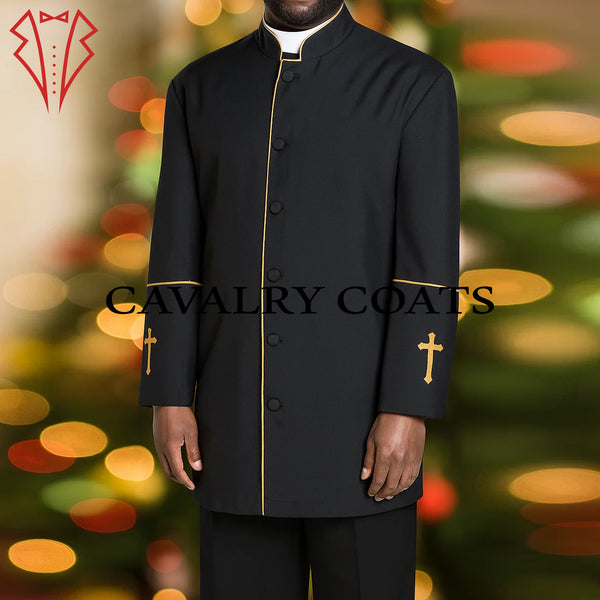 Festive Anglican Clerical Priest Jacket in traditional church design