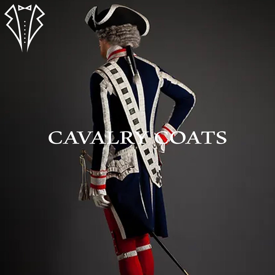 Authentic Napoleonic French Guards costume with gold braid and epaulettes