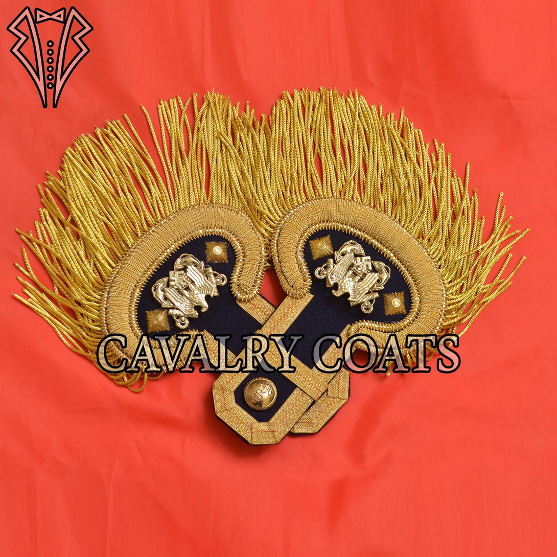 Gold embroidered military epaulettes for imperial navy officers