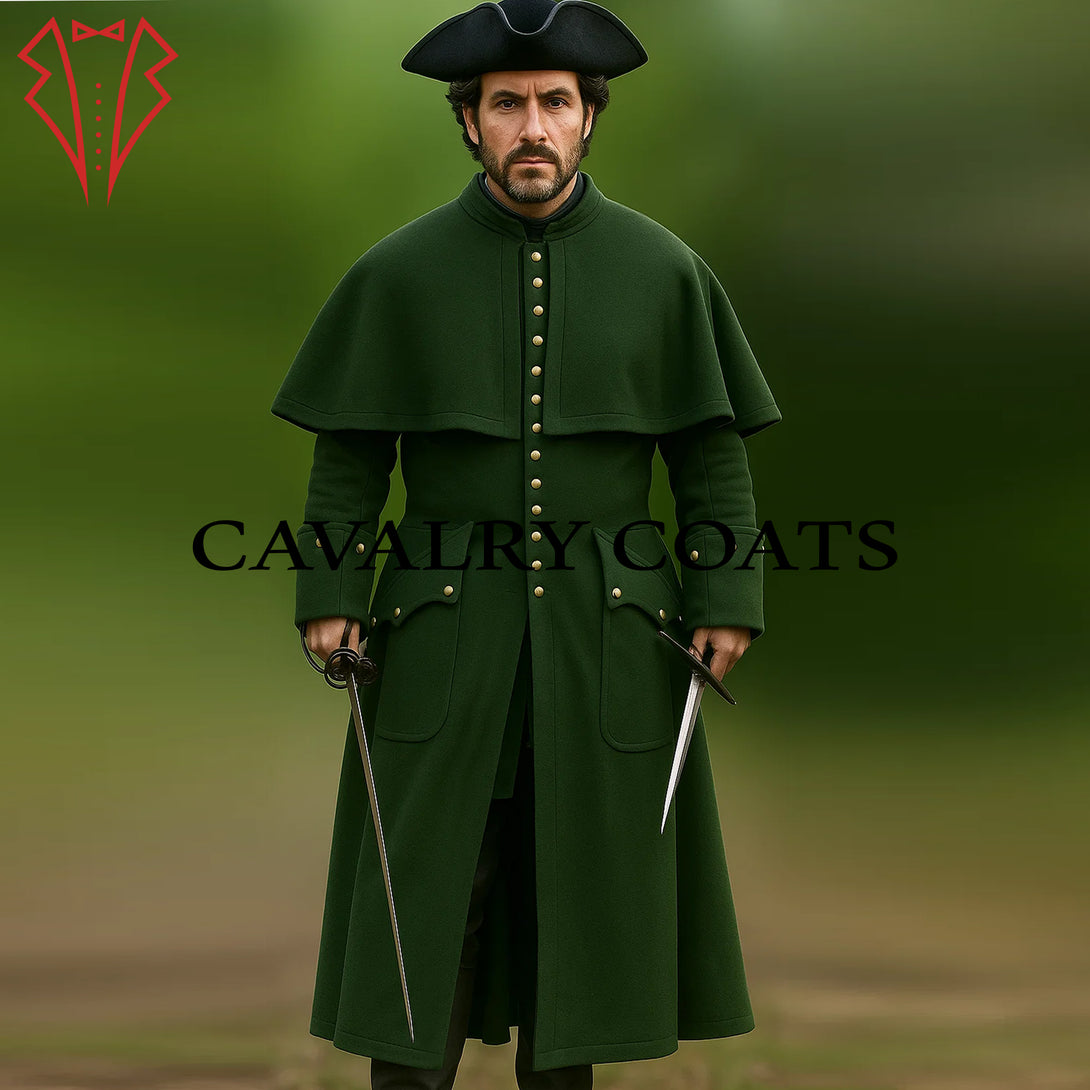 Men’s Wool Highwayman Coat – Victorian Steampunk Vampire Goth Cosplay Outfit