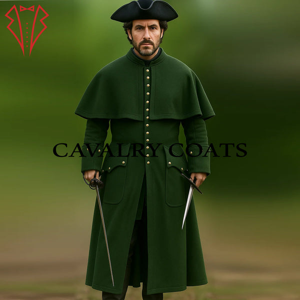Men’s Wool Highwayman Coat – Victorian Steampunk Vampire Goth Cosplay Outfit