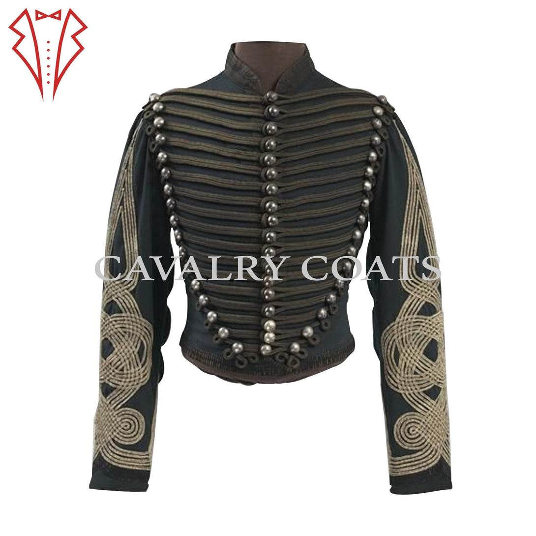 Authentic historical 6th Regiment Horse Hunters wool coat in dark green with tailored fit and cavalry-inspired design.