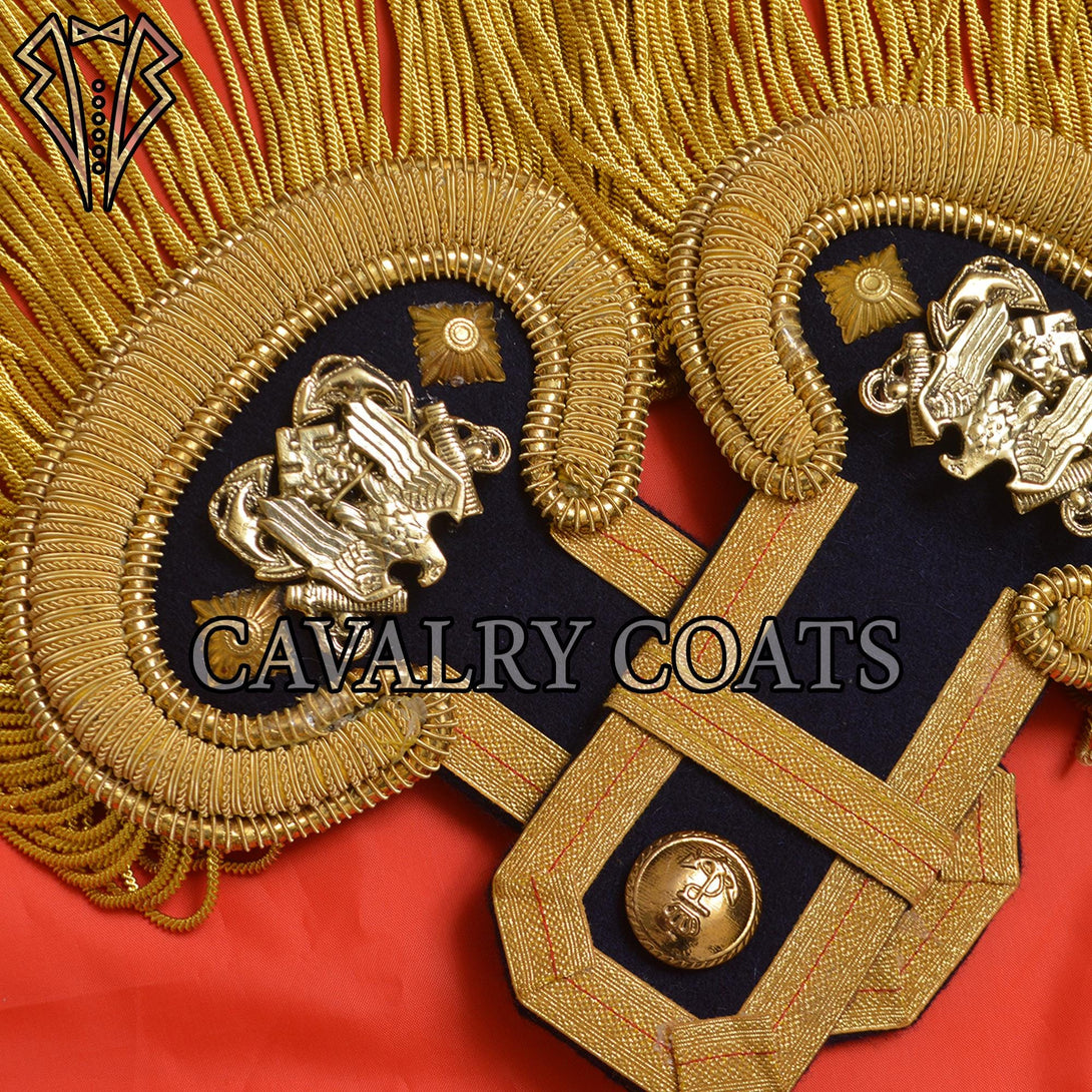 Premium embroidered gala epaulettes for imperial navy reenactments