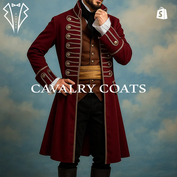 Maroon pirate captain coat made from wool for cosplay costumes.