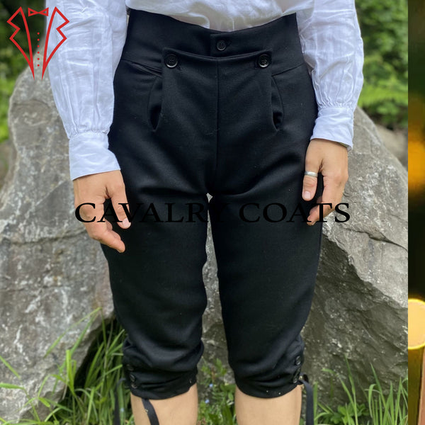 18th Century Wool Breeches for Men – Historical Colonial Knee-Length Pants