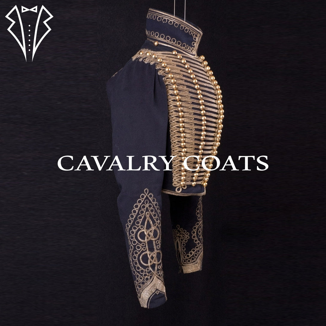 Men’s Wool Dolman Hussar Jacket designed for 18th Century military reenactments. Authentic detailing, structured silhouette, and durable wool fabric