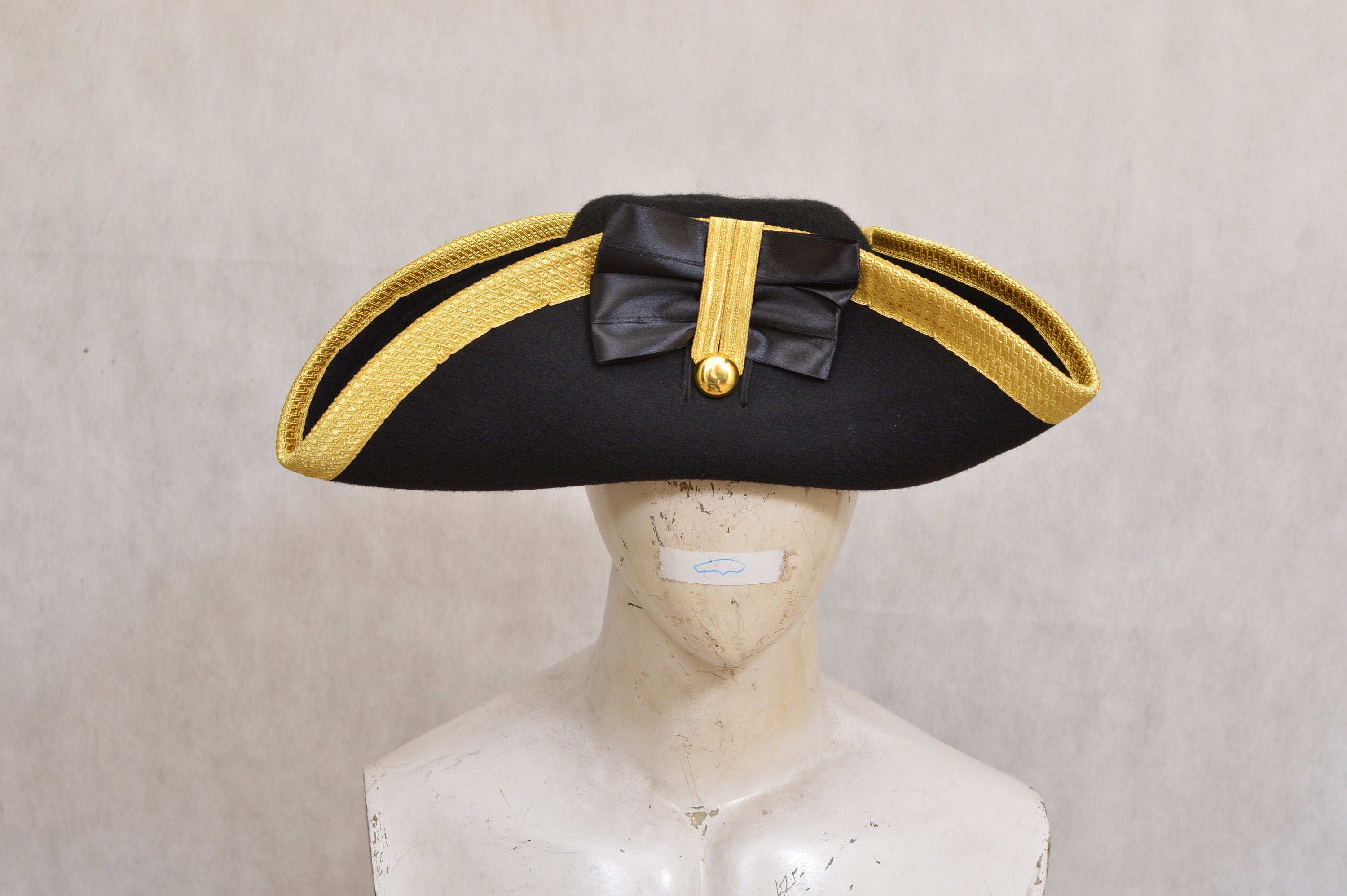 Military Tricorn Hat with Gold Trim – Perfect for Reenactments Uniform ...
