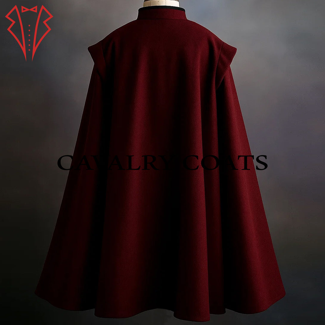 Musketeer Cloak Historical Fashion, Maroon Wool Renaissance Costume ...