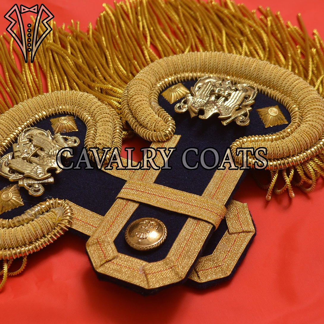 Elegant gold trim gala epaulettes for historical costume attire