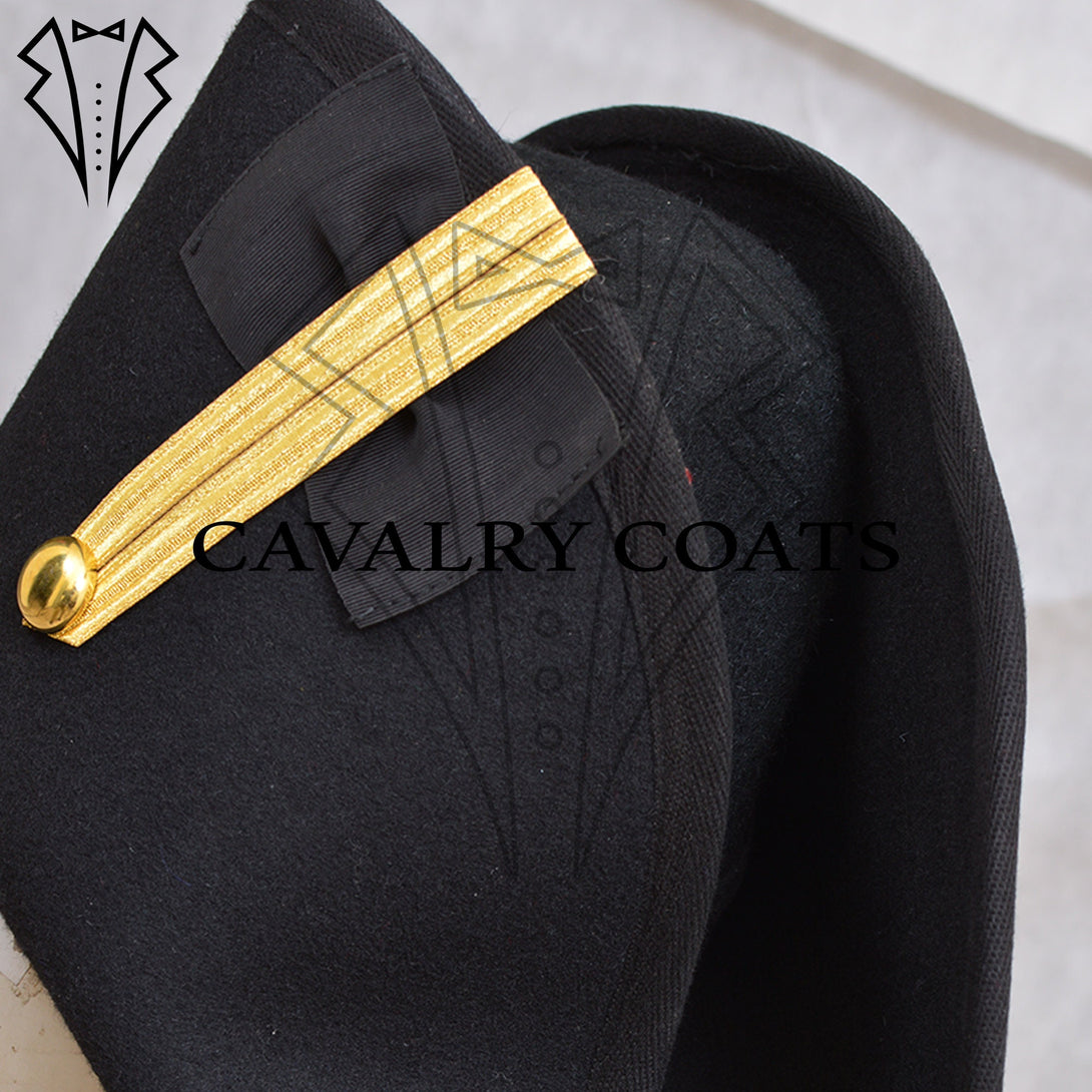 Napoleonic officer’s bicorn hat in black wool with gold details