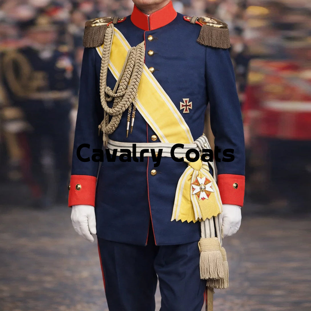 cavalry dress blues Prussian General Officer Tunic Ceremonial Parade Navy Officer Uniform 38