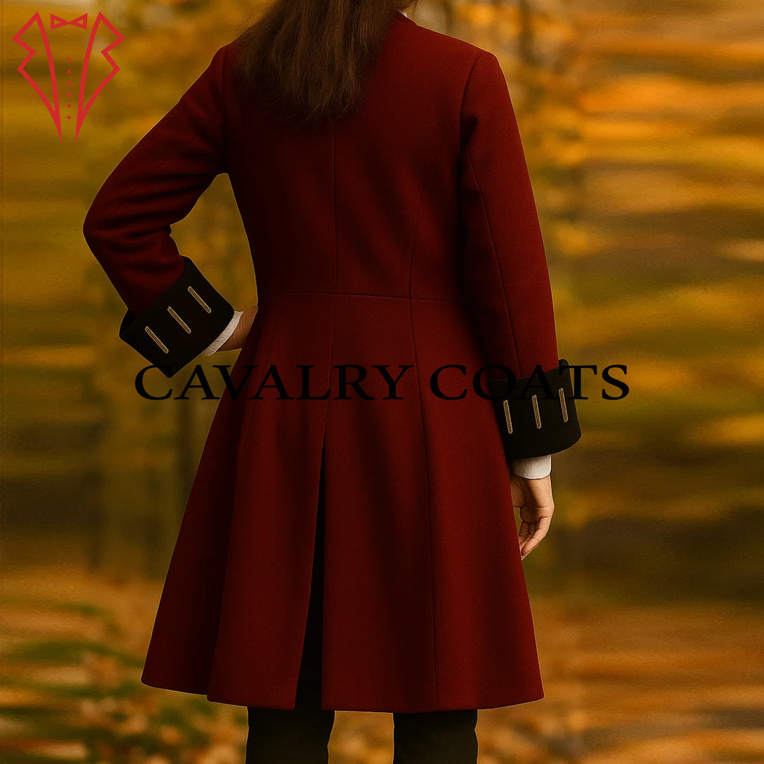 Women’s Maroon Victorian Frock Coat Steampunk Pirate Outfit