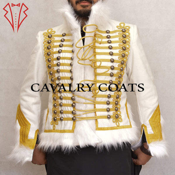 White Hussar Fur Jacket, Jimi Hendrix Style Jacket