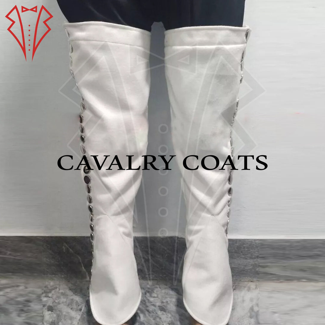 White over the knee gaiters for historical military uniforms