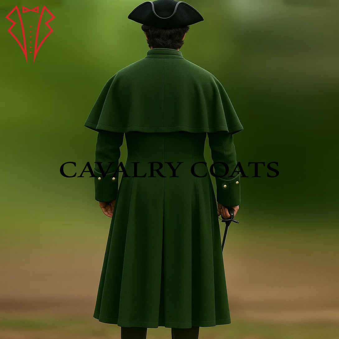 Black Wool Highwayman Overcoat for Gothic and Steampunk Cosplay