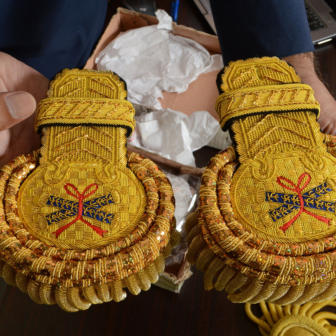 Gold ornamental captain epaulettes for uniform costumes