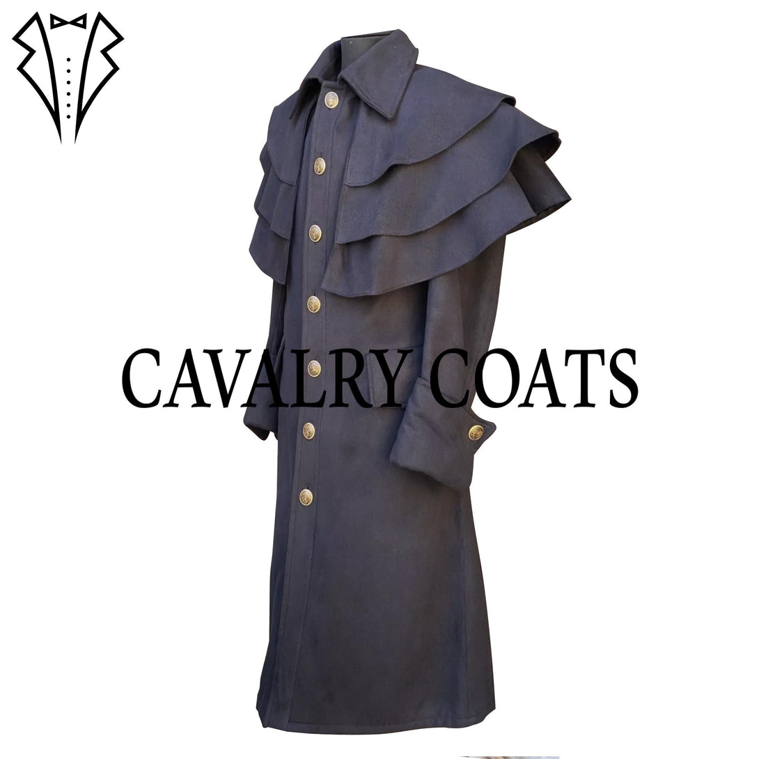Historical military overcoat inspired by 17th-century European officer uniforms.