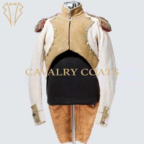 Men's Off-White Wool Napoleonic Officer Tailcoat, Military Style