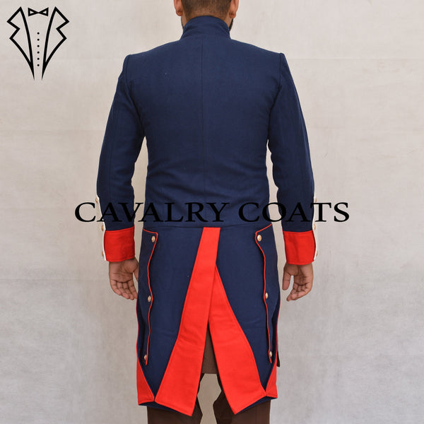 Men's Navy Blue Napoleonic Tailcoat, Steampunk Military Uniform