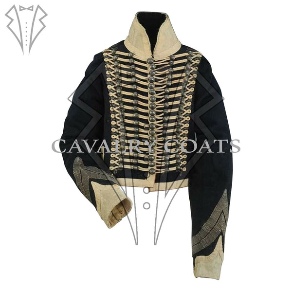 Men's Black Wool Dolman 18th Hussars Soldiers Jacket
