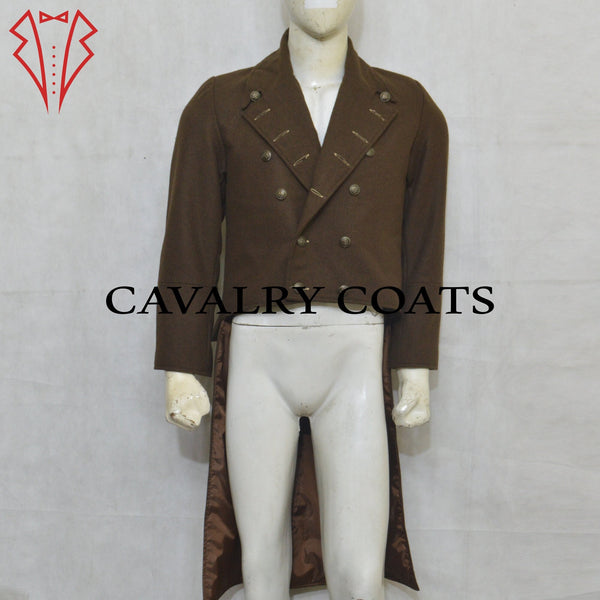 Men's Brown Wool Regency Tailcoat, 18th Century Military