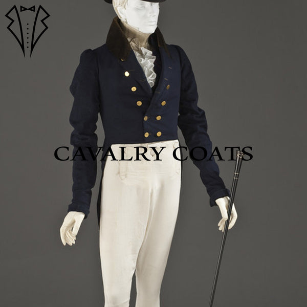 Men's Navy Blue Wool Regency Tailcoat, Custom Made