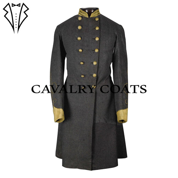 Men's Grey Wool Confederate Officer Frock Coat