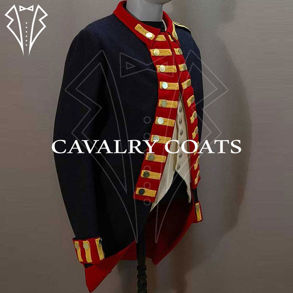 Men's Navy Blue Wool British Royal Artillery Gunner Jacket, War Coat