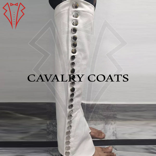 Men's White Wool Military Reenactment Spats – Over-the-Knee Gaiters