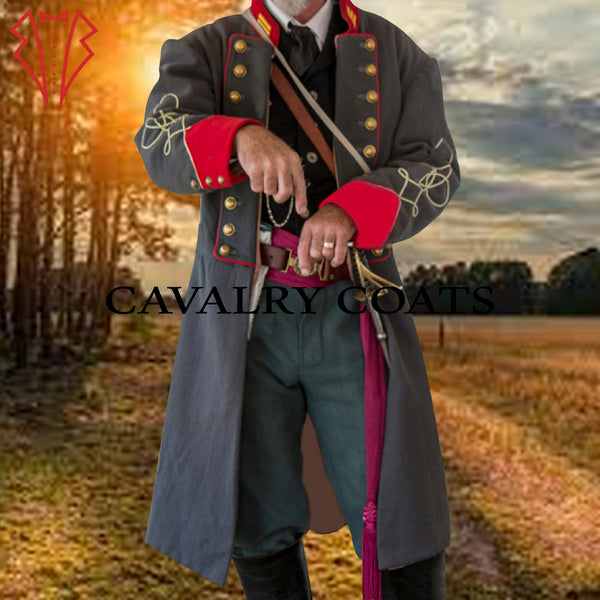 Confederate Officer Uniform Grey Civil War Military Coat for Reenactment